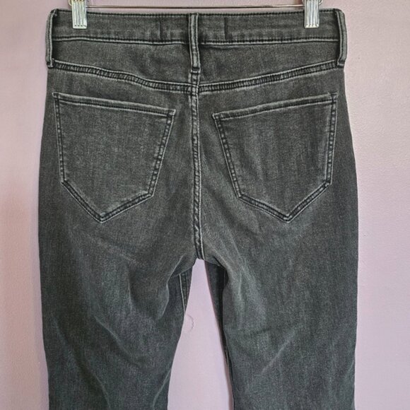 Hollister Washed Black Soft Stretch High Rise Raw Hem Split Leg Flare Jeans - Picture 8 of 11